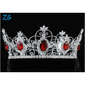 Pageant 3.5 &quot;Full Circle Tiara Simulated Red Crystal King Reine Couronne bijoux Tiara mariage couronne
